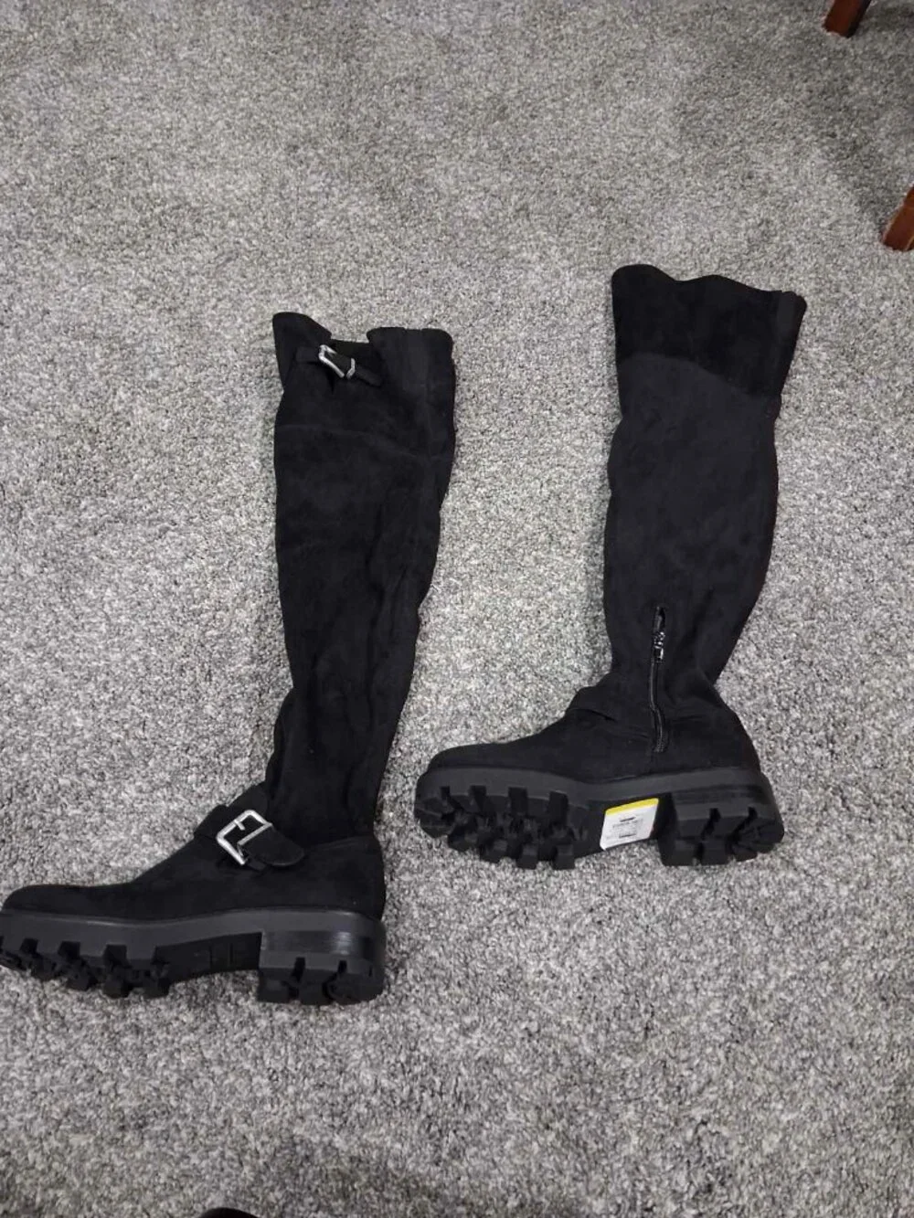 Nine West Nans Lug Sole Over-the-Knee Boots – Black Faux Suede – Size 6.5 (BNWT)